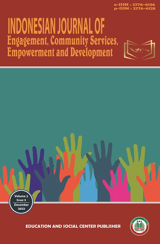 					View Vol. 2 No. 3 (2022): Indonesian Journal of Engagement, Community Services, Empowerment and Development
				